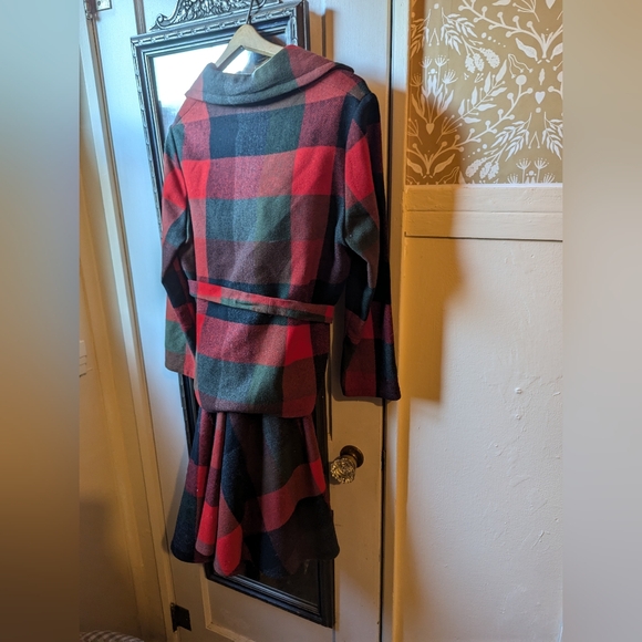 Vintage 1960s Pendleton 100% virgin wool skirt set buffalo plaid red gre… - Picture 14 of 16